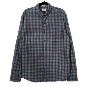 J. Crew Shirt Large Green Red Classic Fit Plaid Cotton Long Sleeve Button Down